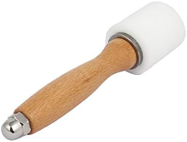 X-DREE Кожена Дървена дръжка с Найлон Глава, Чук За рязане, Шиене инструмент 49 мм х 212 мм (Mango de madera de cuero Cabeza
