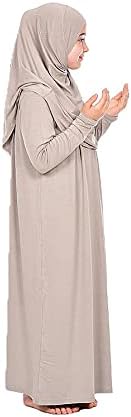 мюсюлманската рокля ihvan онлайн за момичета, Цельнокроеное Ислямското Рокля за Молитва с дълъг ръкав и Хиджабом