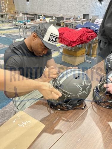 Амари Купър Подписа мини-Каска Далас Каубойс Speed Lunar NFL Mini - Мини-Каски NFL с автограф