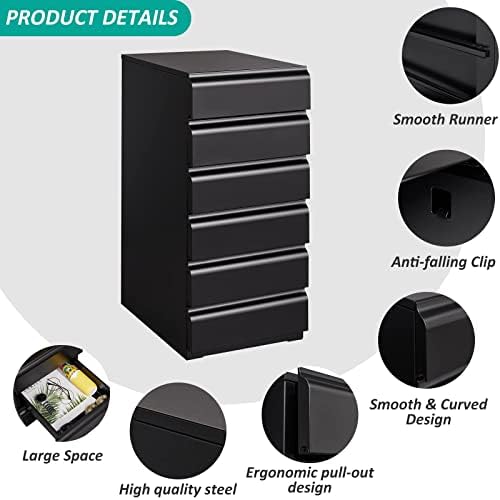 Скрин SISESOL с 6 чекмеджета, Модерен Открит шкаф за съхранение с метална Плъзгаща се релса, Висок Скрин, Без