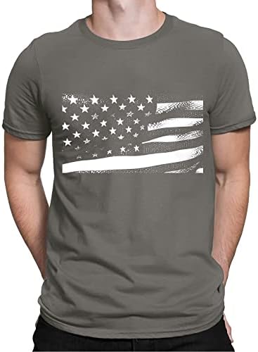 Опаковка на мъжки Ризи с Флага на Деня на Независимостта, Мек и Удобен Памучен Тениска с Малко Принтом, Мъжки Новост