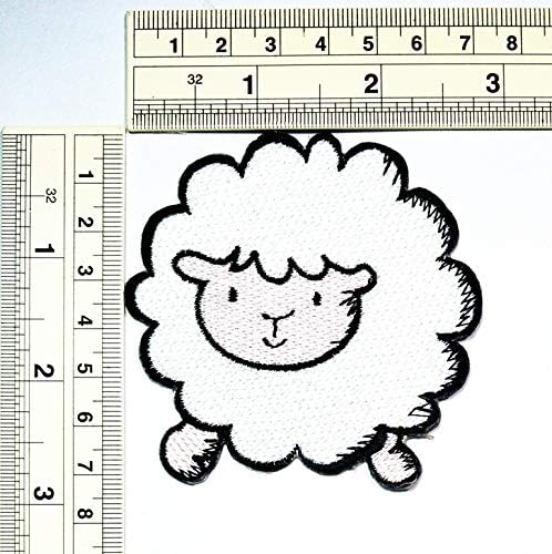 Умама Кръпка Комплект от 3 Бели Овце от Фермата Агне Мультяшная Апликация Кръпка Сладко Агне Бродирани Желязо или