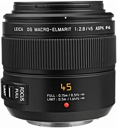 Panasonic Lumix G, Leica DG Macro-Асферический обектив Elmarit 45mm f/2.8 за Micro Four Thirds, оборудван с комплект за