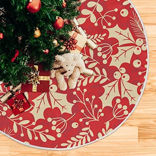 Oarencol Коледна Пола с Плодове Падуба, Коледно Дърво, 36 инча, Цветя, Листа, Червена Коледна Празнична Парти, Коледа