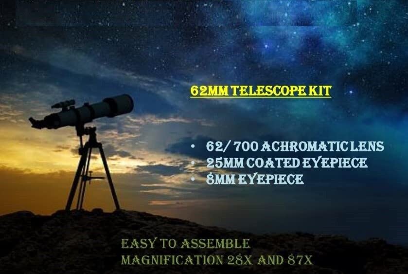 62 мм астрономически телескоп Spancare С 87-кратно увеличение, 62 мм двоен обектив, окуляром 25 мм и 8 мм