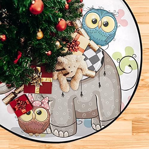 xigua Cartoony Слон Бухал Коледно Дърво Мат Кръгла Поставка за Коледно Мат Декорация за Празничната Партита Домашни