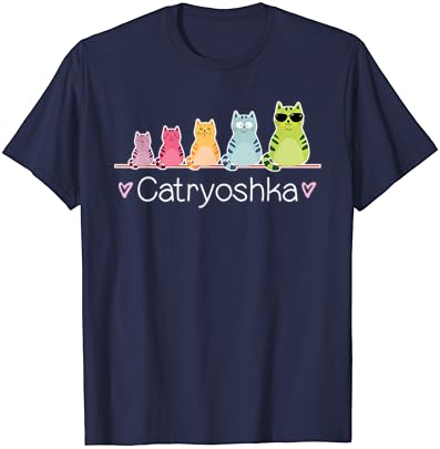 Тениска Catryoshka Сладък Котки Matryoshka Руската Matryoshka