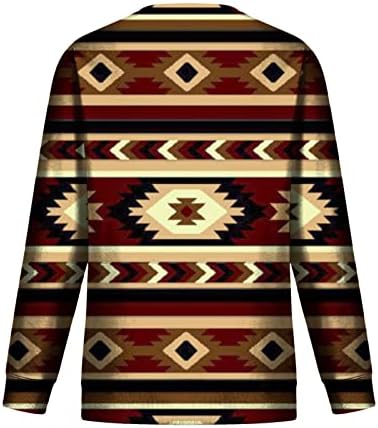 Дамски Етническа Риза в Западен стил на Ацтеките, Реколта Hoody С Геометричен Модел, Блуза Свободно Намаляване