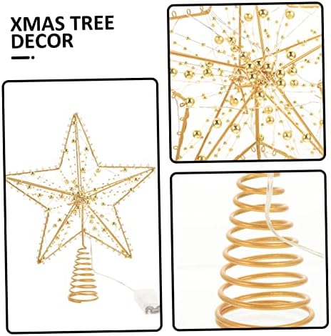 Пентаграмът АБУФАН Върхът на Дървото Звезда Коледно Дърво Topper Коледно Дърво Topper Звезда Коледно Дърво Topper Осветен