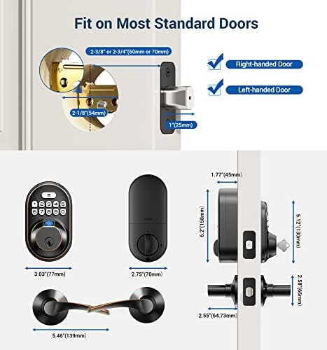 Система за заключване на вратите Veise с пръстови отпечатъци и 2-рычажными дръжки - Система за заключване на вратите без