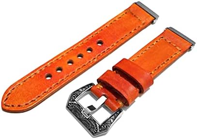 Каишка от матирана естествена кожа NICKSTON Orange е Съвместим с Fitbit Versa 3 и Луксозен каишка-гривната Sense