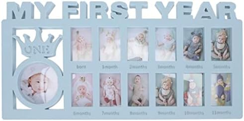 ZHAOLEI 1 бр. Детска рамка за снимки на първата година от живота, рамка за снимки за 12 месеца (Цвят: синьо)