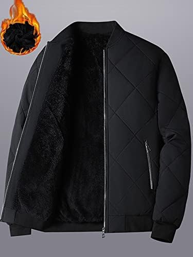 Якета POKENE за мъже, Якета, Мъжки Ватирани палто с цип отпред с една плюшена подплата, Якета за мъже (Цвят: черен Размер: Голям)