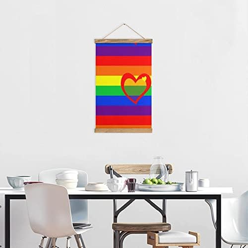 Флаг на Гордостта на ЛГБТ Или Дъгата Флаг Гордост Платно Стенно Изкуство Подвесная рисуване на Картина на Дървена Ролка от Тиково