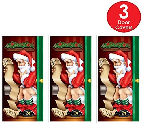 Beistle, Пластмасови Дръжки на Седалките на Дядо Коледа от 3 части за Тоалетна, Коледни Украси за Дома Празник, За