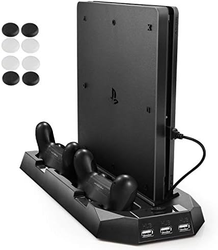 Вертикална поставка PECHAM за PS4 Slim/PS4 с охлаждащ вентилатор, за конзолата Playstation 4/Slim зарядно устройство