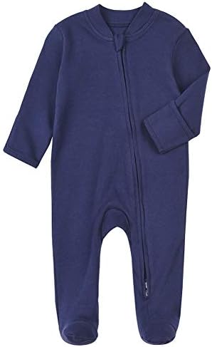Пижами Aablexema Baby Footie с белезници под формата на Варежек - Унисекс За Новородени, Памучни Панталони с ципове с