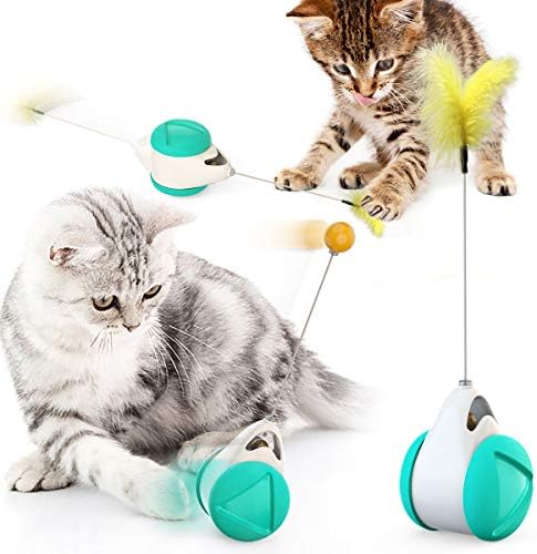 Интерактивна Играчка за Котки с Топка и Перо, Неваляшка, Балансирана Гума, Играчка за котки от коча билка, е най-Забавната