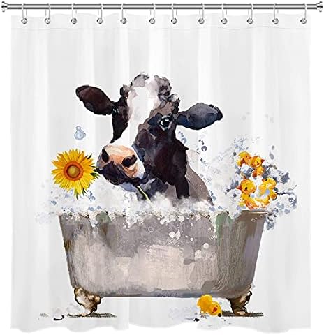 ECOTOB Завеса за душ с Крава, Завеса за баня Ферма за Завеса за душ със Селскостопански животни, Красиви
