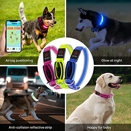 Държач за Кучешки Яка Airtag, Светлина Нашийник GPS Тракер Титуляр за Кучета с Чанта за идентификация на кучета AIRTAG USB