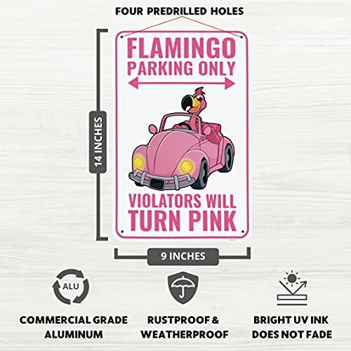 Знак Venicor Паркинг само за фламинго - 9 x 14 инча - Алуминий - Розови подаръци под формата на фламинго