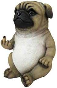 Статуетка на куче-мопс DWK Pug Life със Среден пръст | Декор Статуи Мопс за вашия дом или офис | маса Украса | подарък за