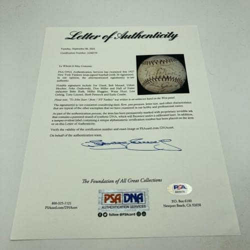 1927 Отбор Ню Йорк Янкис подписа договор с бейзболен отбор Бейб Ruth & Lou Gehrig PSA DNA COA - Бейзболни топки с автографи