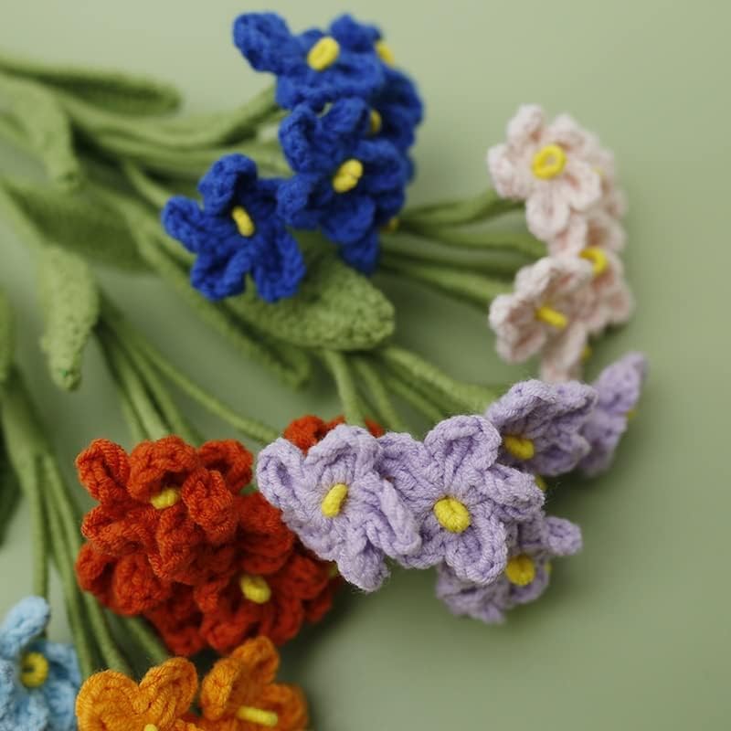 WDFFFE Букет от Ръчно изработени Вълнени Кука Ширити Не Забравяйте, Имитация на Цветето на Плетене на Дамски Бижута Мебели