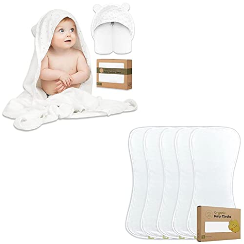 Бамбуковое Кърпа за детска баня с качулка, детска четка за коса и 5 опаковки органични Салфетки от Оригване за