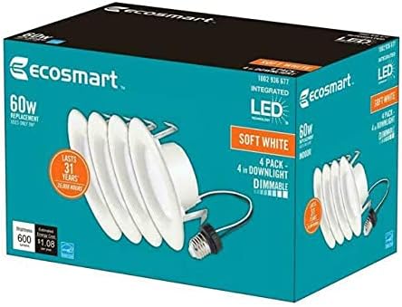 EcoSmart от 4 инча. Бяла Вградена Led Вградени Покритие Soft White 4-Pack