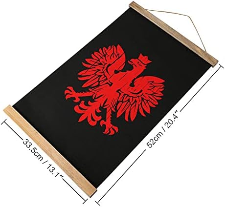 Полски Флаг Орел Платно Изкуството Виси Картина на Превъртане на Изображението Тиково Дърво за Украса на Дома