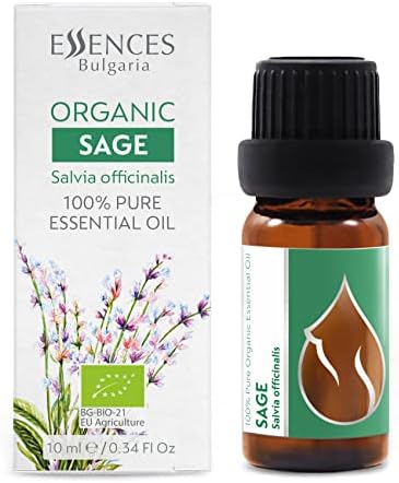 Есенции България Органично Етерично масло от градински чай 1/3 ет. унция | 10 мл | Salvia officinalis | Чисто
