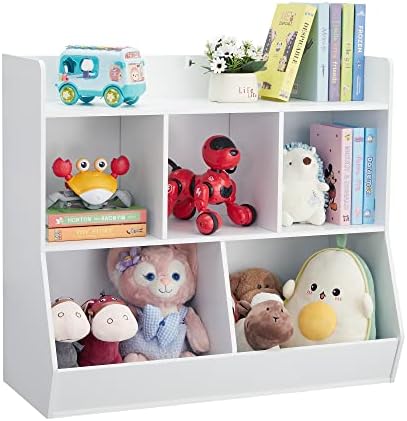 Органайзер за съхранение на играчки Kovhzcu с Книги рафтове, полици за детски играчки на 5 клетки, Шкаф за съхранение