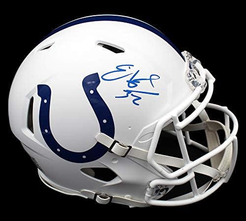 Автентичен Бял Матиран Каска NFL Edgerrin James С Автограф /с Автограф Indianapolis Colts Speed