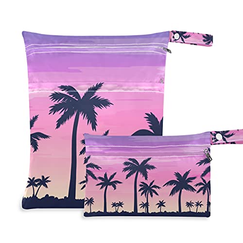 чанта за влажни сушене xigua Palm Trees, 2 опаковки, Водоустойчив Подвесная Тъканно Чанта-Органайзер за Пелени с Два джоба