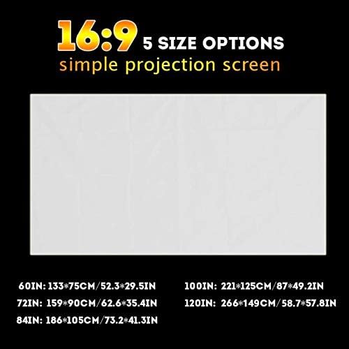 60/72/84/100/120 инча 16:9 Led Прожекционен Екран 3D Стенен Прожекционен Екран Платно Завеса за Домашно кино