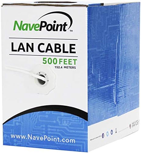 NavePoint Cat6 (CCA), 500 метра, на Бял, Плътен Мрежов кабел, 550 Mhz, 23AWG 4 Двойки, Неекранирана Усукана двойка