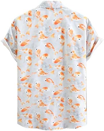 XXBR Мъжки Хавайска Риза С Къс Ръкав и Цветна Принтом Копчета С Ревери, Летни Плажни Ризи За Почивка На Открито