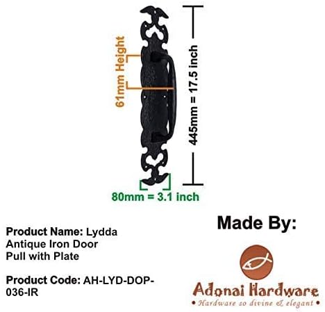 Adonai Hardware Lydda Тежкотоварни Декоративна рамка, която тяга от антикварен чугун с плоча (2, с черно прахово