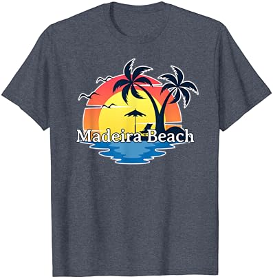Madeira Beach, Флорида Ретро Залез Почивка Подарък Тениска