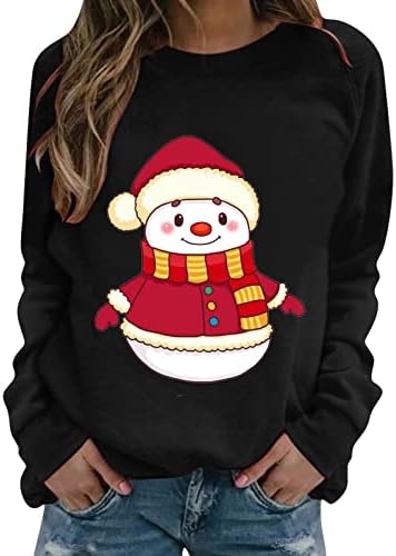 BEUU, Ризи с дълъг ръкав за жени, Пуловери с Графичен Принтом Коледен Снежен човек, Тениски, Коледни Ежедневни Свитшоты