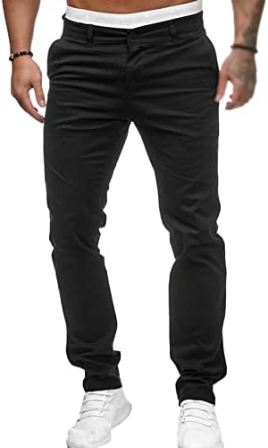 Мъжки Класически Леки Панталони-Chinos с плоска предна част, Комфортни Стрейчевые Обикновена Панталони, Основни