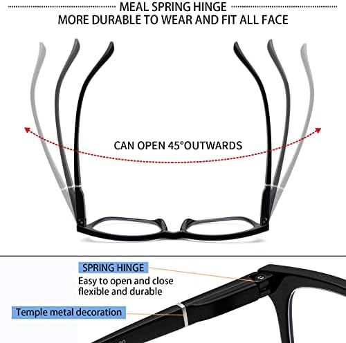 5 Опаковки Синьо-Екранировка на Очила за четене, Модерен Квадратен Компютърни Ридеры за жени и мъже, очила с защита