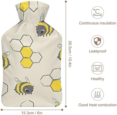 Бутилка за гореща вода Bee с мека капак за Горещ компрес и Обезболяване в студена терапия 6x10,4 инча