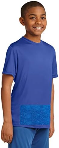 Младежка тениска син цвят, с вграден мини-кърпа за бързо премахване на досадно пот от Пот Relief Co.