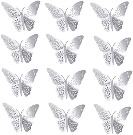 Jchen Подарък за Свети Валентин 12ШТ 3D Луксозна Златен Стикер на Стената във формата на Пеперуда - 3D Пеперуди Декор