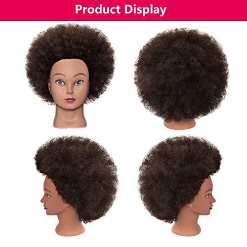 Обновете Главата афро-Манекен с коса от Човешка коса, Главата за Обучение Козметика, Кукла-Манекен Manican,