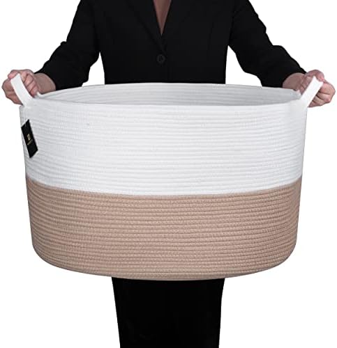Кошница от памучни въжета Hiromi - Декоративни Бели кутии за съхранение на вещи в стаята - Здрава Ракита, кошница за дрехи,
