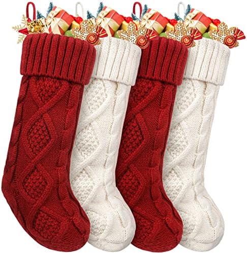 Коледни Чорапи Partymall, Възли Коледни Чорапи, 4 бр, 18-Цолови Двустранни Чорапи за захващане към Камина за Коледната