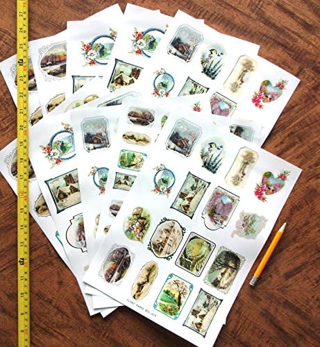 Опаковъчна хартия за декупажа (10 листа формат А4 / 8 x 12) Пролетни и зимни Пейзажи FLONZ Vintage Ephemera